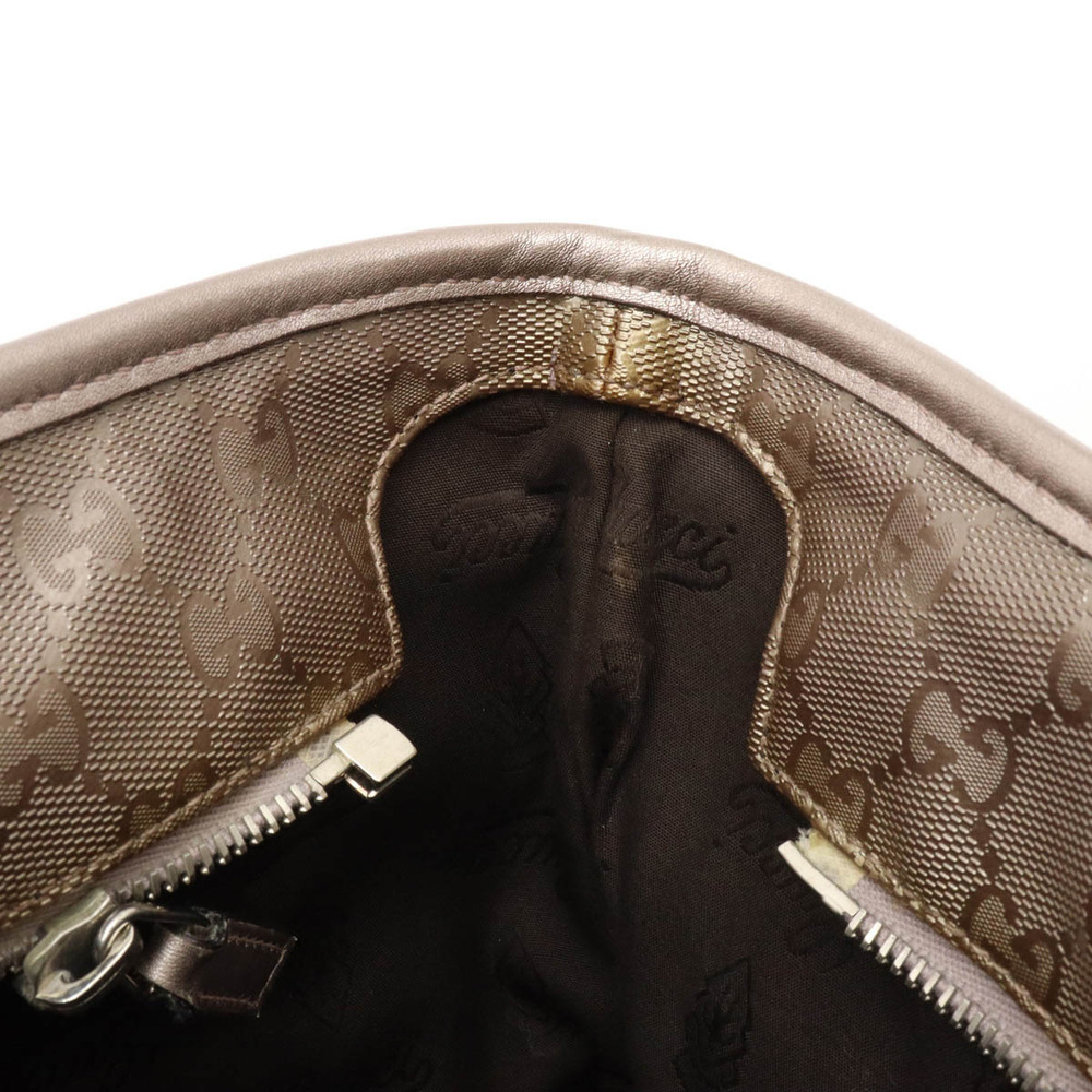 Gucci GG Imprime Tote Bag Shoulder Strap Metallic Leather Pink Silver - Picture 7 of 8